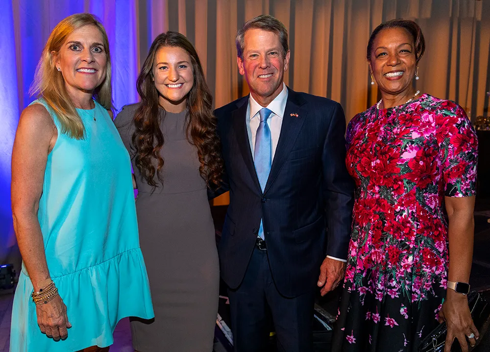 From left, First Lady Marty Kemp, Georgia Gwinnett College Nursing Student Autumn Musgrave, Governor Brian Kemp and GGC President Jann Joseph.