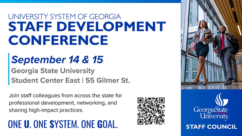USG Staff Development Conference being held by GSU on 9/14-9/15. Location is 55 Gilmer Street, Atlanta GA 30303