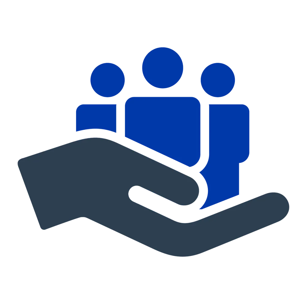 Icon of a hand holding three people