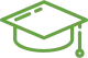 Outline of a graduation cap.  The color is green.
