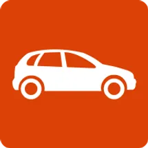 white car icon on red background