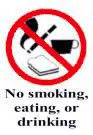 No smoking, eating, or drinking sign